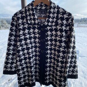 Designers Originals Houndstooth Black and White 3/4 length Sleeve Cardigan